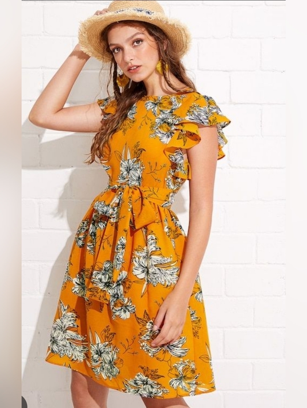 Flutter Sleeve Midi Dress Small